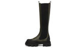 Alexander McQueen Tread Slick Knee High Boots Khaki Black Women"s