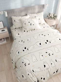 Простынь Сказка "Котики на сером" 150х215 см, перкаль