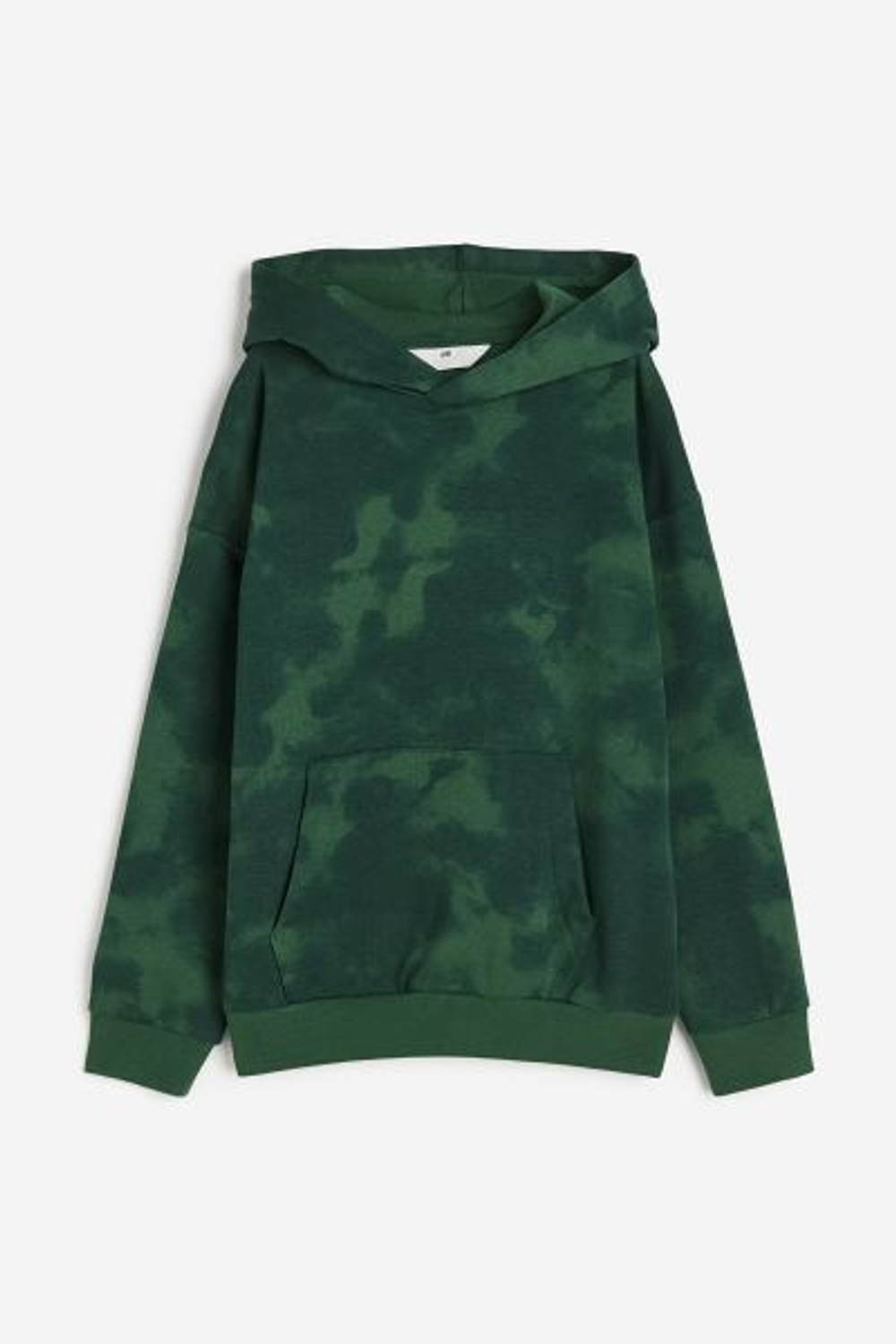 H&M Толстовка с принтом и капюшоном, темно-зеленый