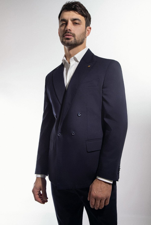 Двубортный костюм мужской (темно-синий) С2