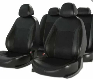 Чехлы на сидения CarFashion «ATOM LEATHER» 10952 - Экокожа -черный/черный перфор/шов черный