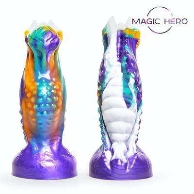 Яркий фантазийный фигурный фаллоимитатор - 22 см. (Цвет: разноцветный)