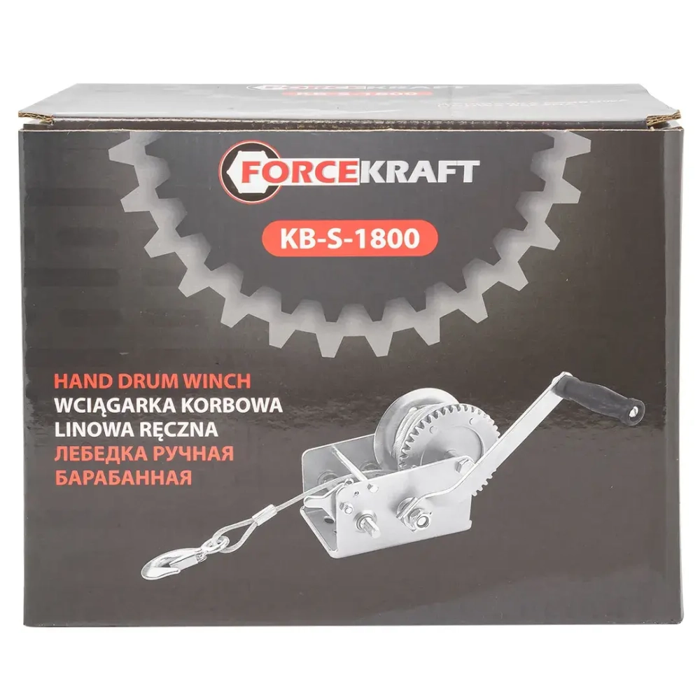 Лебедка барабанная ручная г/п 810кг FORCEKRAFT FK-KB-S-1800