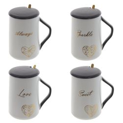 GAEM Кружка с крышкой и ложкой, 450 мл, L11 W8,5 H12,5 см, 4в.