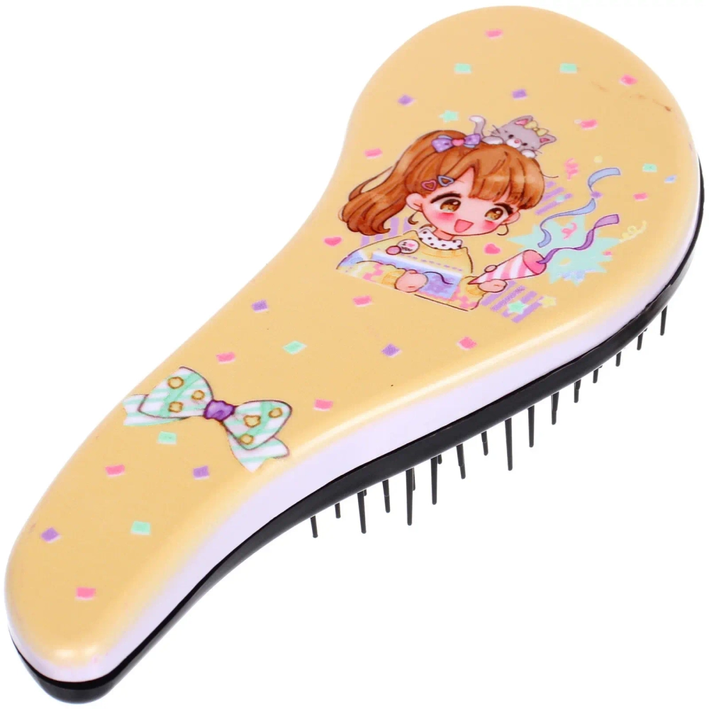 Расческа массажная компактная «АНИМЕШКИ», микс 4 дизайна, 18*7,5см (PVC коробка)