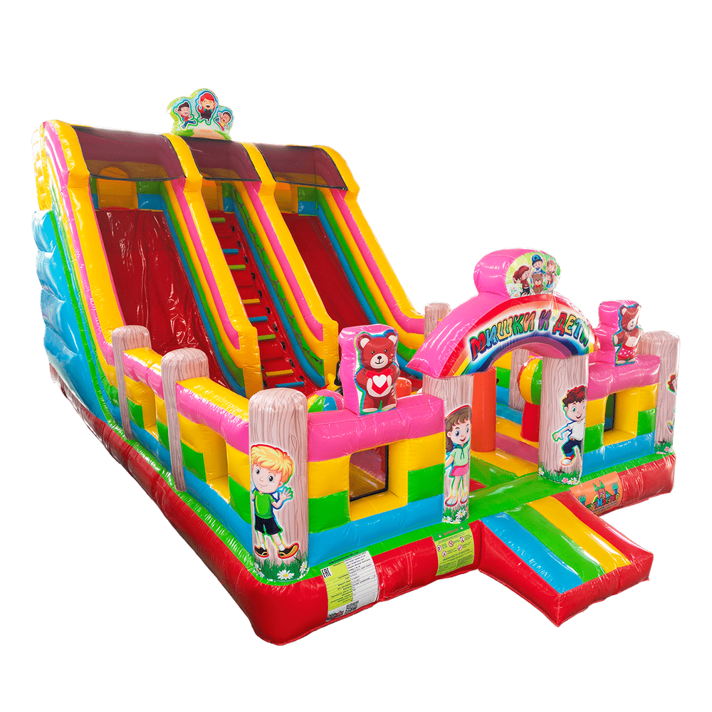 Коммерческий надувной батут "Мишки и дети", 10*6*6 м