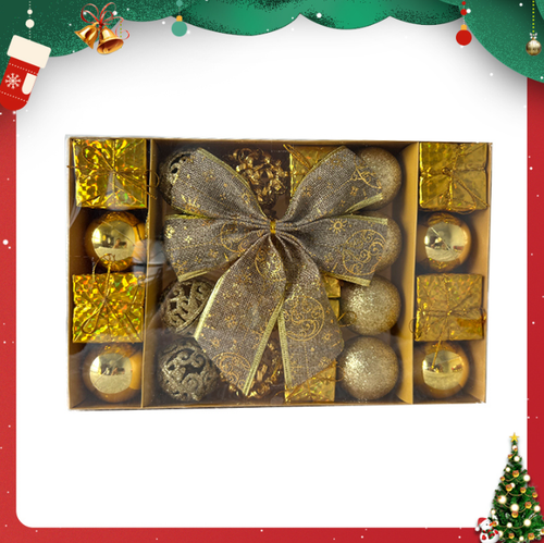 Набор елочных игрушек "Подарок", золотой