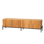 Тумба под телевизор, 180х42х51, Грувс, напольная, для прихожей и спальни, деревянная, с резными дубовыми фасадами, дуб, Dipriz