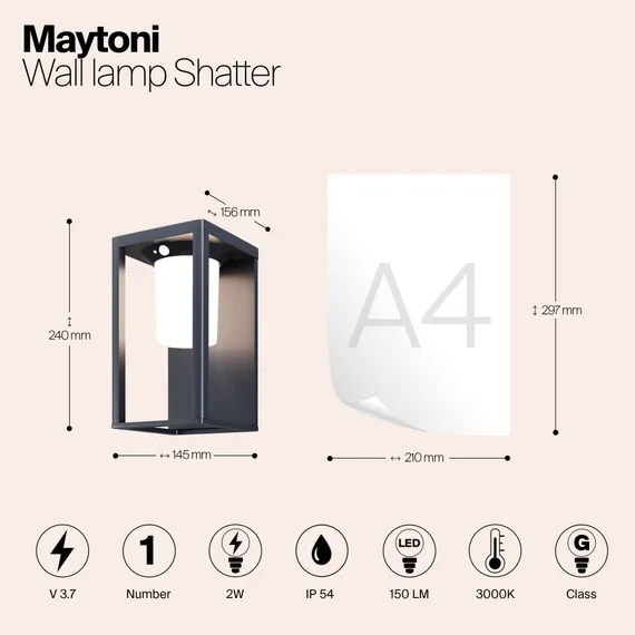 Настенный светильник (бра) Шаттер / Shatter 3000K 2Вт IP 54 Outdoor osl457wl-l2gf3k
