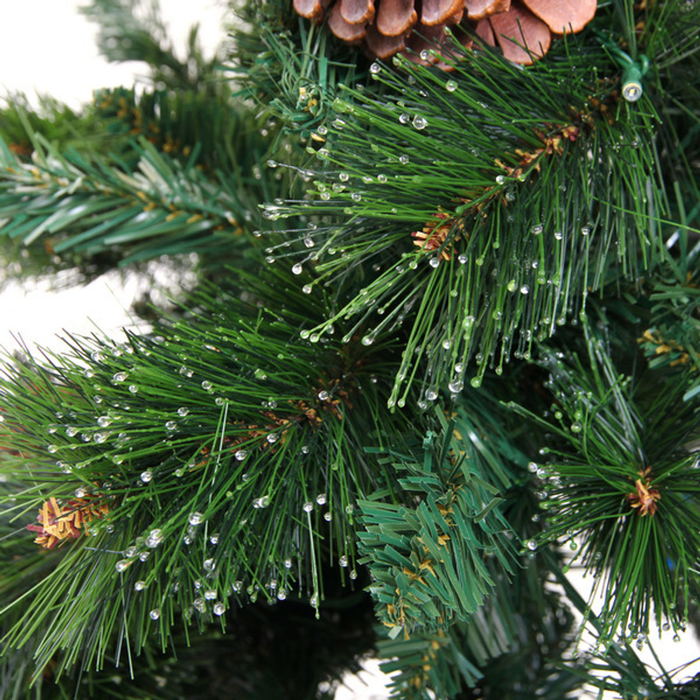 Елка светодиодная «Лесная метель» 180 см, ПВХ+леска (шишки и напыление), 671 ветка, 190 ламп LED, Теплый белый