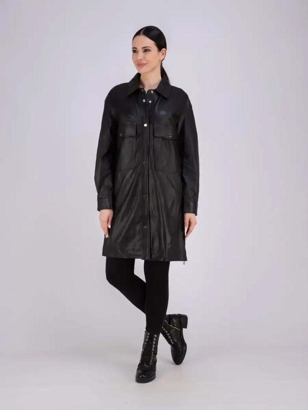 Плащ женский кожаный длинный Турция