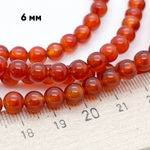 Сердолик, диаметр 6,1-6,3 мм, цена за 30-31 шт (1/2 нити)