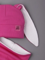 Шапка для девочек осенняя, с ушками розовая