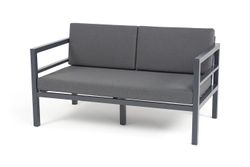 "Эстелья" диван разборный 2-местный, каркас алюминий темно-серый (RAL7024) матовый, ткань темно-серая 027