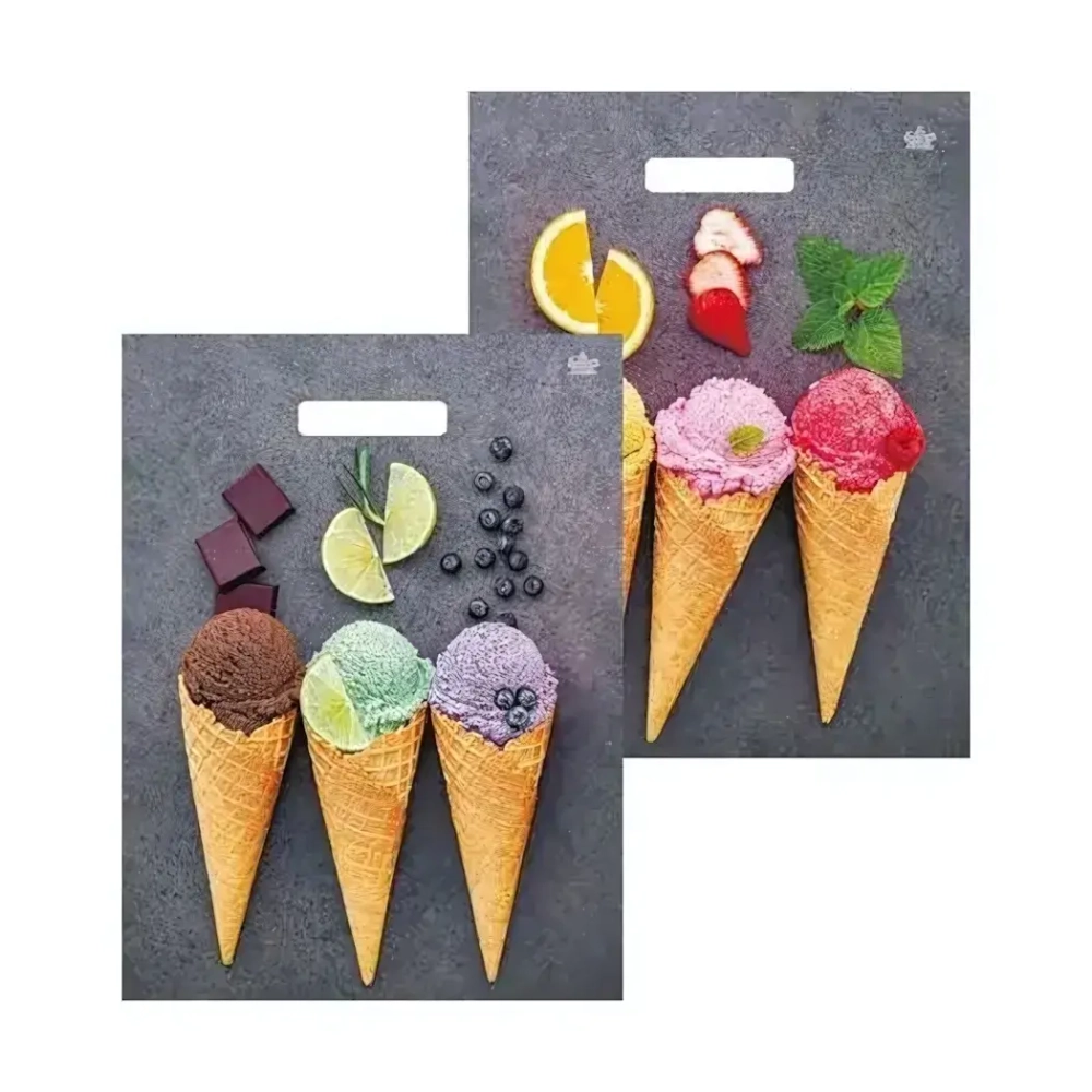 Пакет ПЭ с вырубной ручкой 31+6Тико глянец (Мороженое (двусторо (комплект 50 шт)