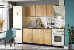 Кухонный гарнитур КГ-1 (Белый/Дуб Золотой/Чёрный) 1800