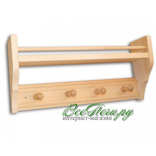 Вешалка-полка 1 уровень 4 рожка липа М-49