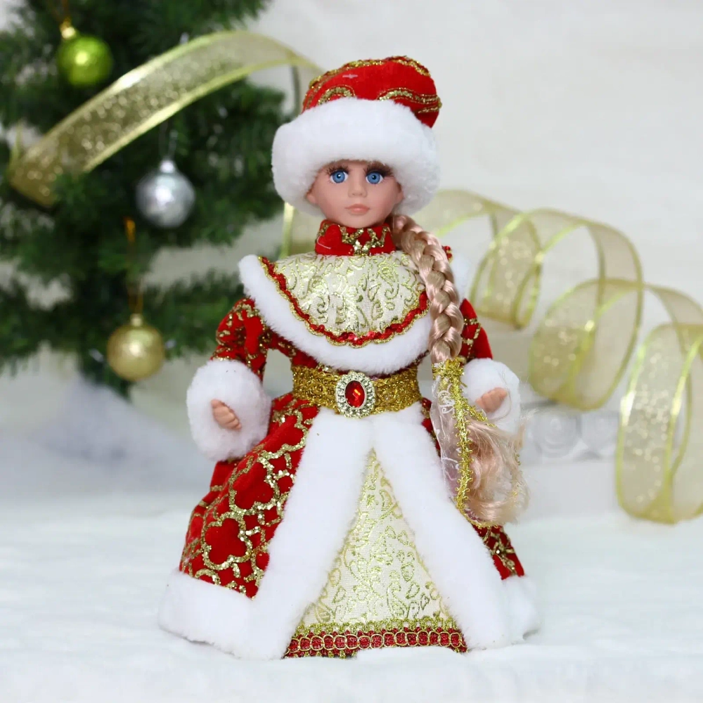 Снегурочка музыкальная «Зимний наряд» в красной шубке 30 см