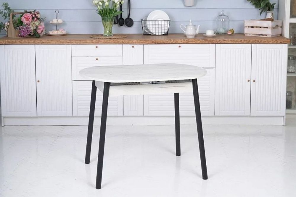 Стол обеденный Кэлли ЛДСП раздвижной каркас чёрный