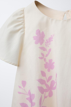 ZARA БЛУЗКА С ЦВЕТОЧНЫМ ПРИНТОМ, ЭКРЮ