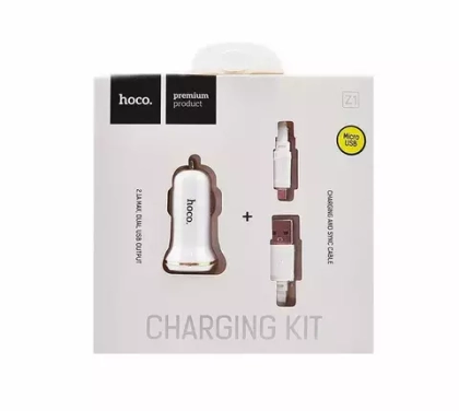 АЗУ с кабелем micro 2USB 2.1A HOCO Z1 white
