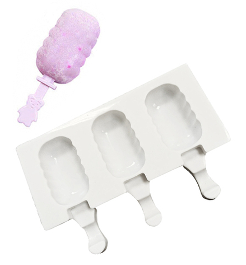 Форма силиконовая для мороженого "Волна" 40*68 мм, 3 ячейки