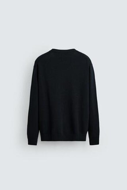 ZARA ДЖЕМПЕР ИЗ ХЛОПКА И КОНОПЛИ, МОРСКОЙ ТЕМНО-СИНИЙ