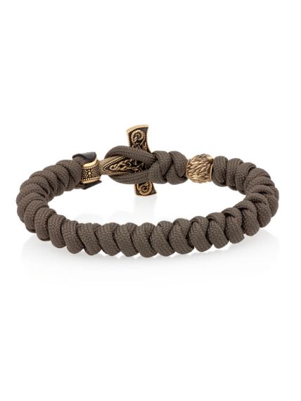 Браслет из оливкового паракорда с шармом Молот тора Мьельнир и медведем из бронзы, вид сзади