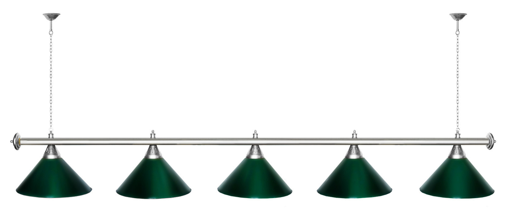 Лампа STARTBILLIARDS 5 пл. (плафоны зеленые,штанга золотая,фурнитура золото)