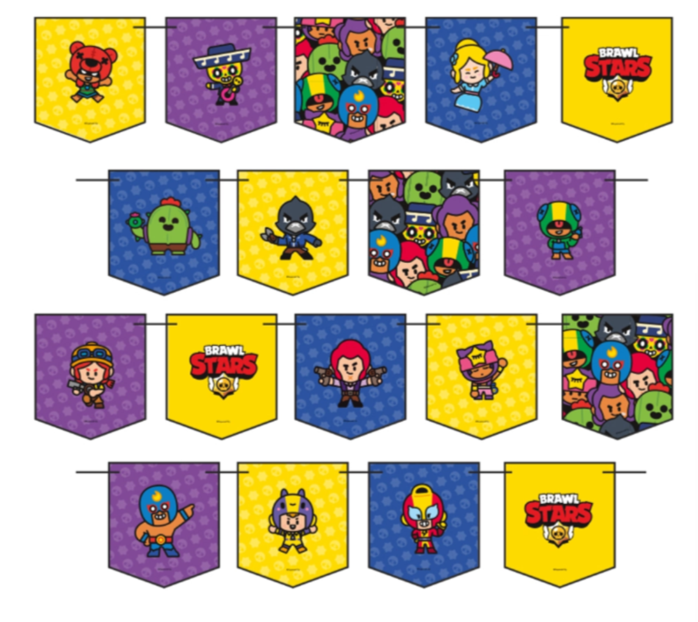 Гирлянда флажки бравл старс 18шт