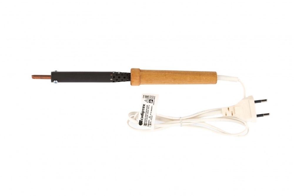 Паяльник электрический ЭПСН-03-65/220, деревянная ручка, Россия Сибртех // 91308