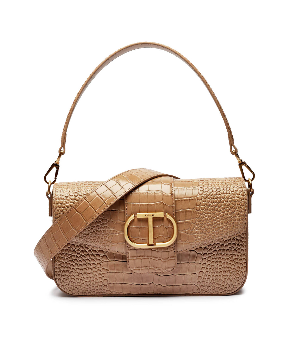 Кожаная сумка через плечо Amie TWINSET - бежевый(242TB7120)