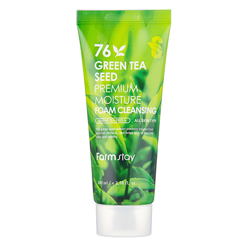 Очищающая пенка с экстрактом Семян Зеленого чая 76% FarmStay Green Tea Seed Premium Moisture Foam Cleansing 100мл