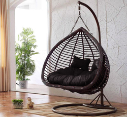 Подвесное кресло диван для двоих коричневое