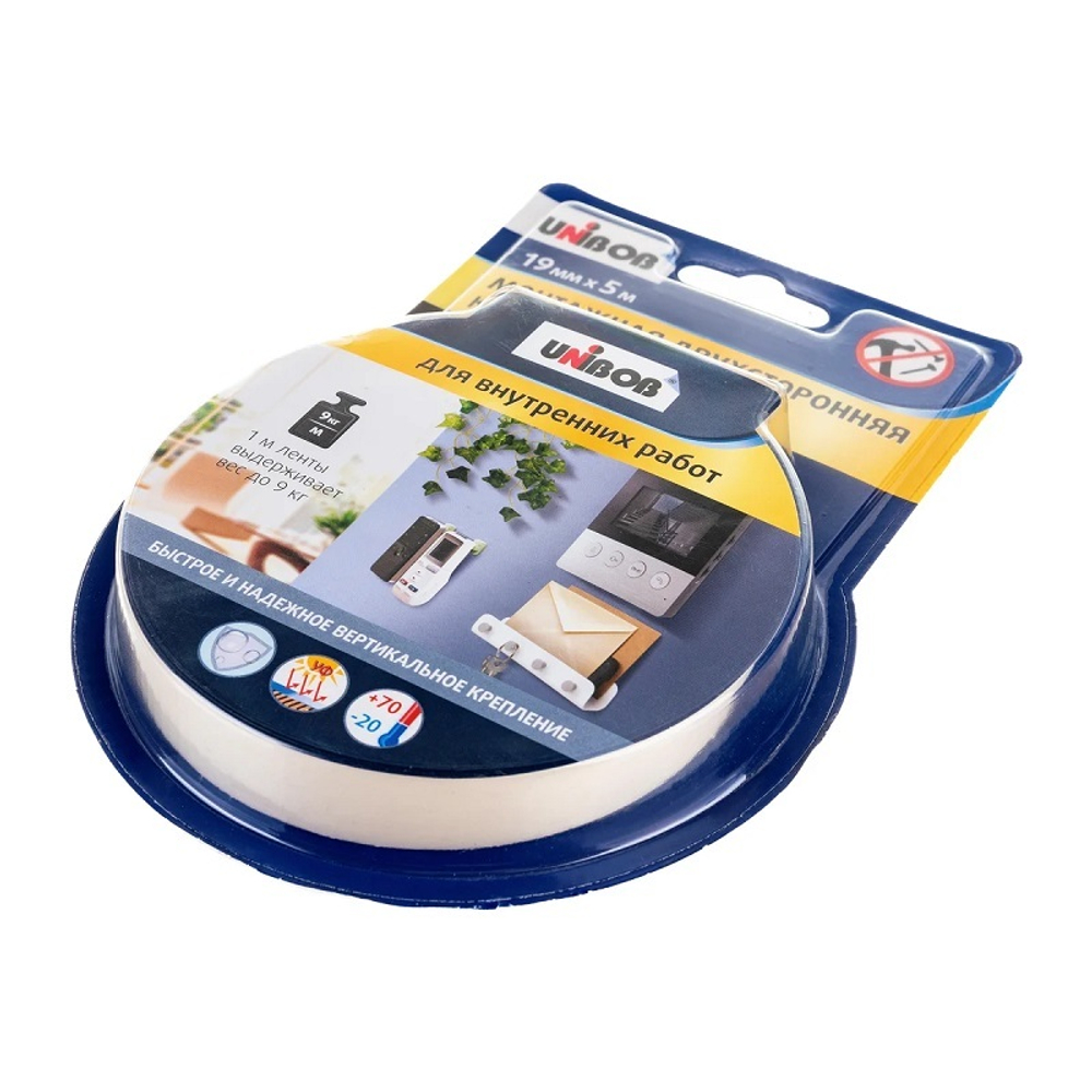 Лента двухсторонняя 19 мм 5 м на вспененной основе UNIBOB