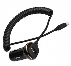 Автомобильное зарядное устройство с витым кабелем MicroUSB + USB 3,4A 1,2-метра Hoco Z14