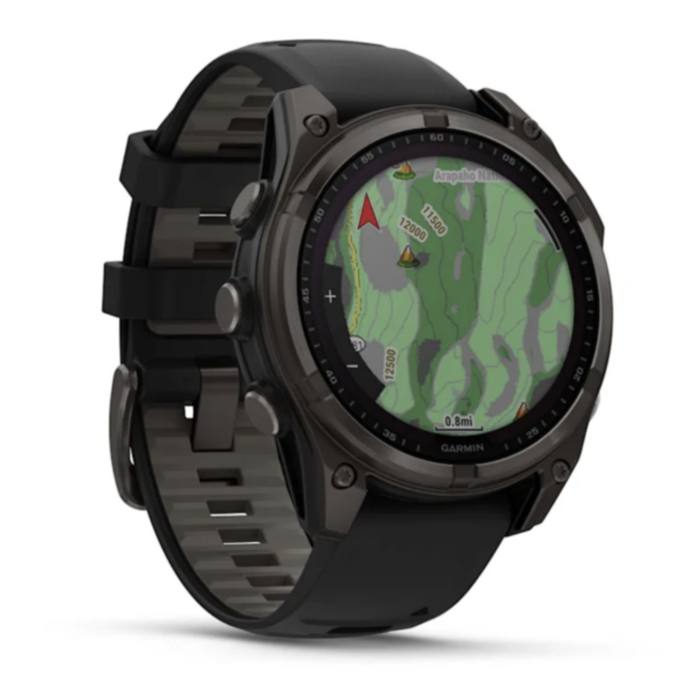 Смарт-часы Garmin Fenix 8 - 47 мм, Solar, Sapphire серый корпус, черный силиконовый ремешок