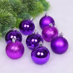 Новогодние шары 6 см (набор 24 шт) «Микс фактур», фиолетовый