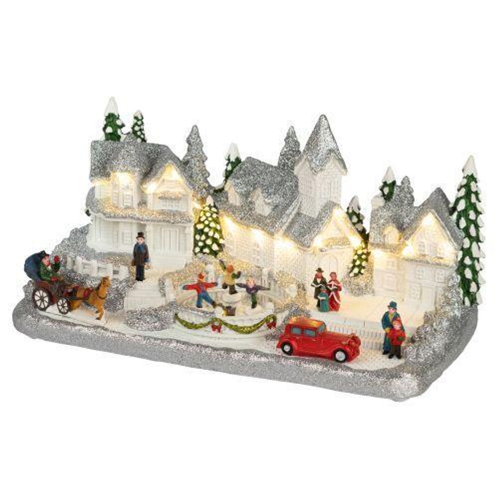 Фигура светодиодная новогодняя EFIS-S08 композиция Снежная деревня тепл. бел. 3АА 31х16х16см Эра Б0060486