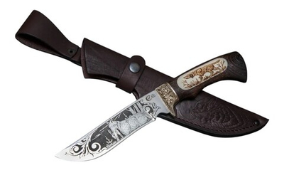 Нож кузница Семина Галеон кованый 95x18 венге, литье, кость, гравировка