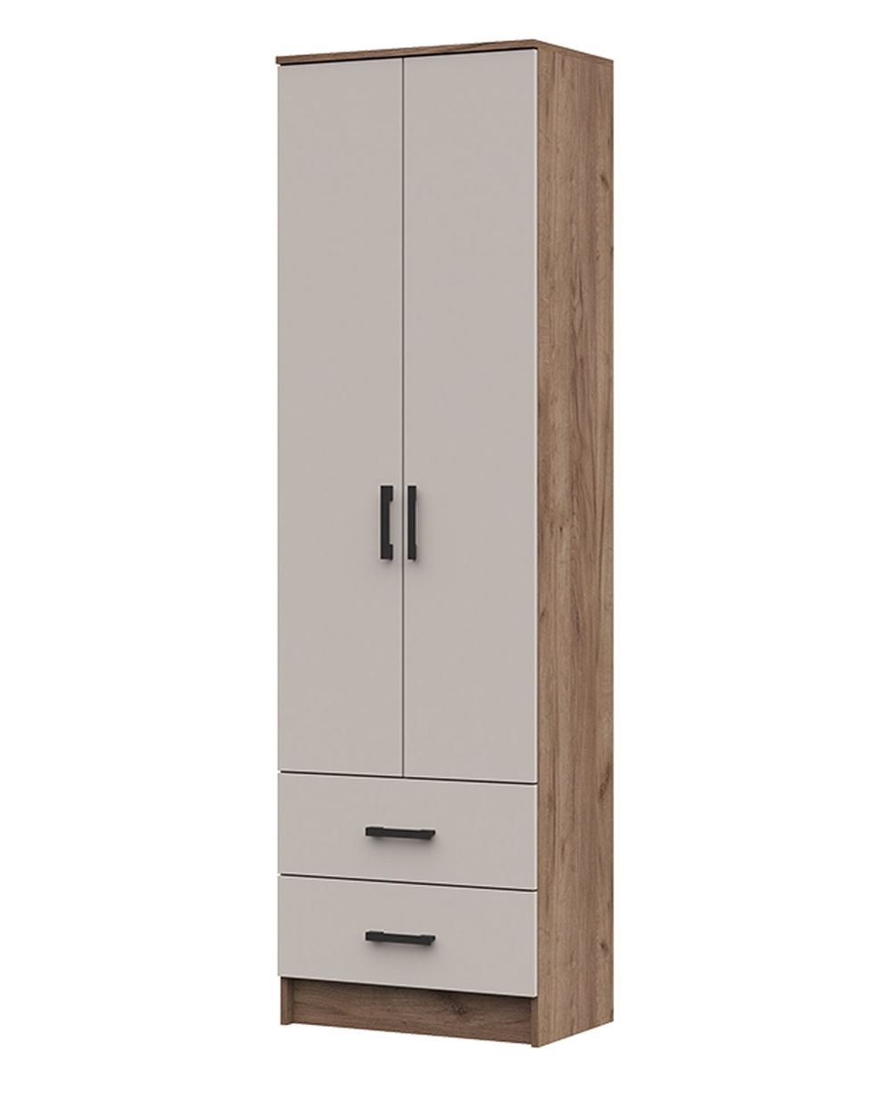 Машенька ШК 201 Шкаф с полками и 2 ящика Дуб крафт табачный / Кашемир