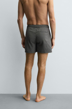 ZARA ПЛАВКИ ИЗ ЖАТОЙ ТКАНИ В МЕЛКУЮ ПОЛОСКУ, АНТРАЦИТОВО-СЕРЫЙ