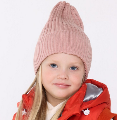Шапка вязанная для девочек А.ШД20-71361790, пудра, р-р 52-56 7390916