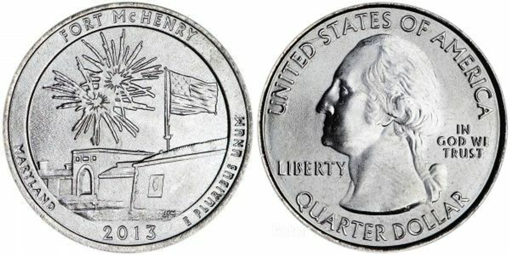 США 25 центов 2013 Квотеры «Парки США» 19 - Форт Мак-Генри