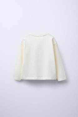 ZARA ЛОНГСЛИВ С ПРИНТОМ © DISNEY, ЖЕЛТОВАТО-БЕЛЫЙ