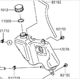 43078-0553. RESERVOIR. Reserve tank for Kawasaki ER-6F, NINJA650 2012-2016. Ninja400