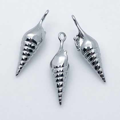 Подвеска Ракушка, цвет серебро (родий), размер 21*6 мм, цена за 1 шт