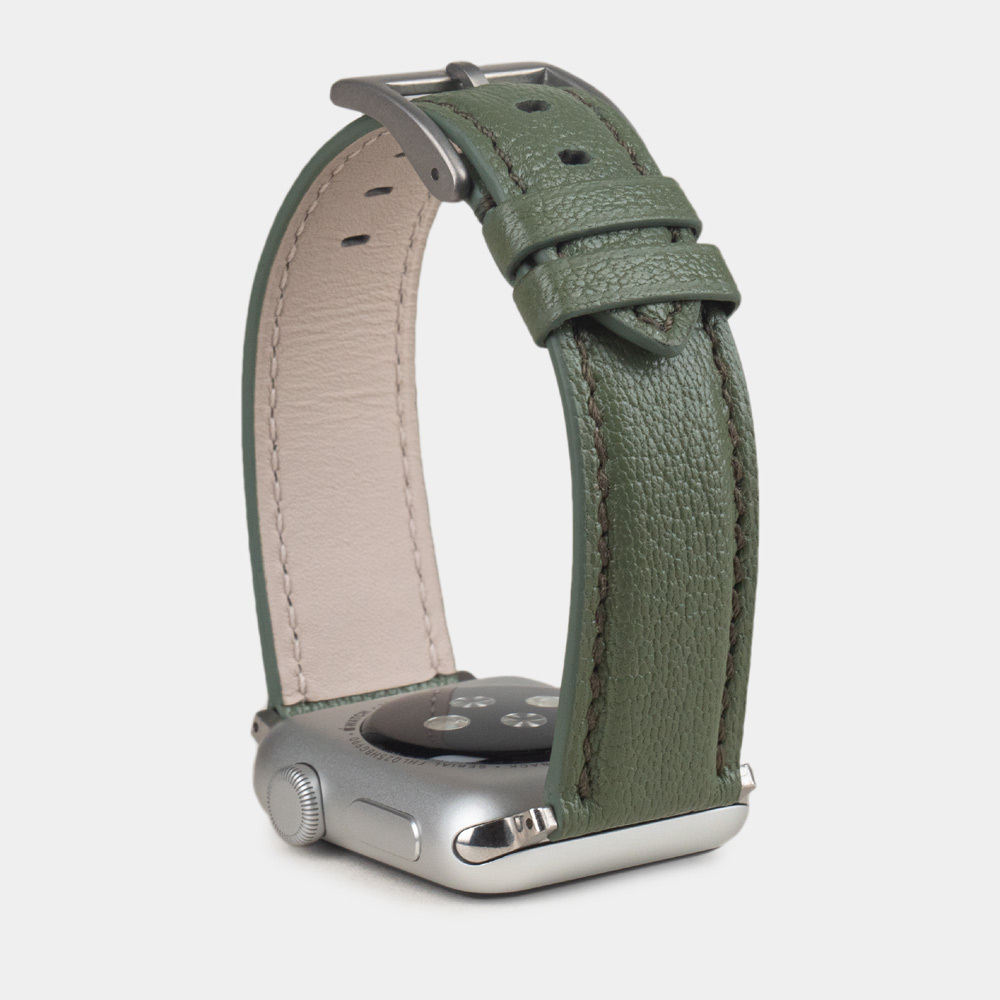 Ремешок для Apple Watch 44/45/46 mm из кожи козы, цвета хаки