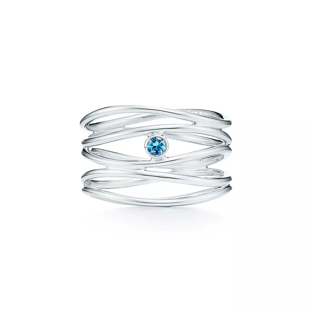 Кольцо из серебра 925,с аквамарином, Tiffany💠