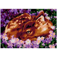 Almazlı Mozaika Lori 21*30 Сm  (Полное Заполнение) "Оленёнок В Цветах"